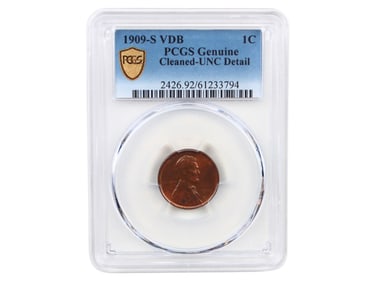 1909-S VDB Cent PCGS Slabbed UNC Detail