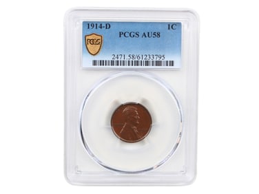 1914-D Cent PCGS Graded AU58