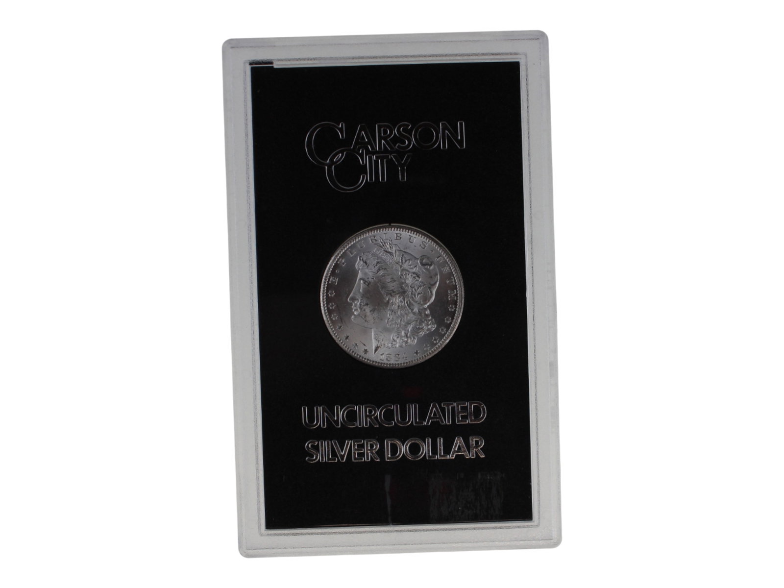 1884-CC $1 GSA Hoard: GSA Hoard 1884-CC Morgan Dollar in original, uncirculated holder. No box. Shipping: Weiss Auctions offers full-service, in-house shipping for nearly all items in this auction. For a shipping quote, pl