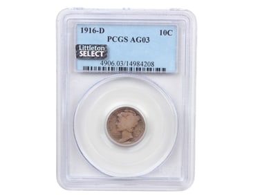 1916-D 10C PCGS Graded AG03
