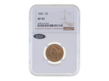 1882 $5 Gold NGC Graded XF 45
