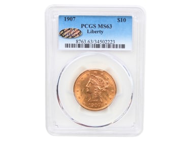 1907 $10 Gold Liberty PCGS Graded MS63