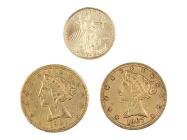 (3) Gold Coins- $5 Liberties & $5 Gold Eagle