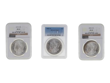 (3) Graded Morgan Dollars