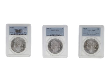 (3) Graded Morgan Dollars