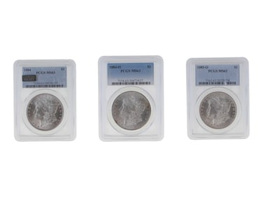 (3) Graded Morgan Dollars
