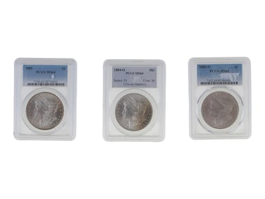 (3) Graded Morgan Dollars