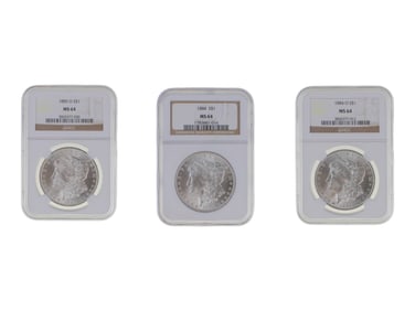 (3) Graded Morgan Dollars