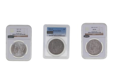 (3) Graded Morgan Dollars