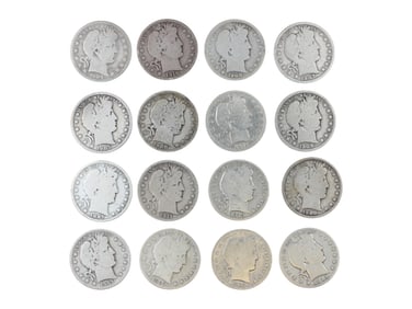 (16) Barber Half Dollars