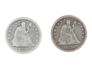 1857-O and 1876 Seated Liberty Quarters