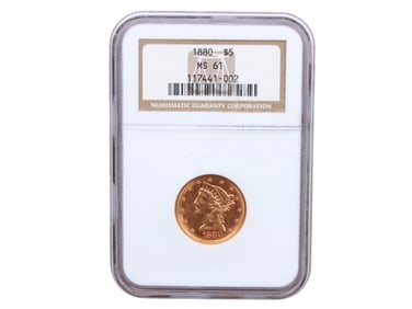 1880 $5 Gold NGC Graded MS 61