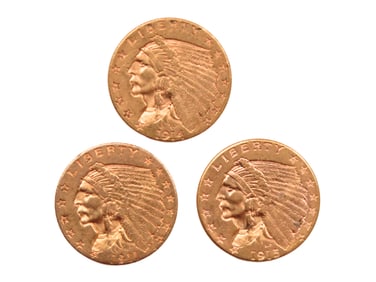 (3) Indian Head $2.5 Gold Coins