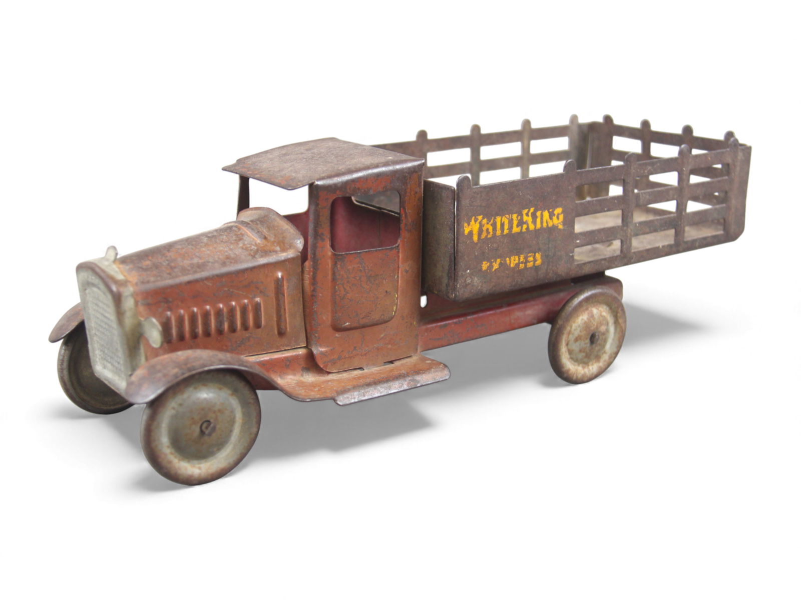 Metalcraft White King Express Truck: Metalcraft pressed steel "White King Express" delivery truck, measuring approx. 12" long. Shows play wear with much of the original lettering still visible. From the Charles Atchison Collection. 