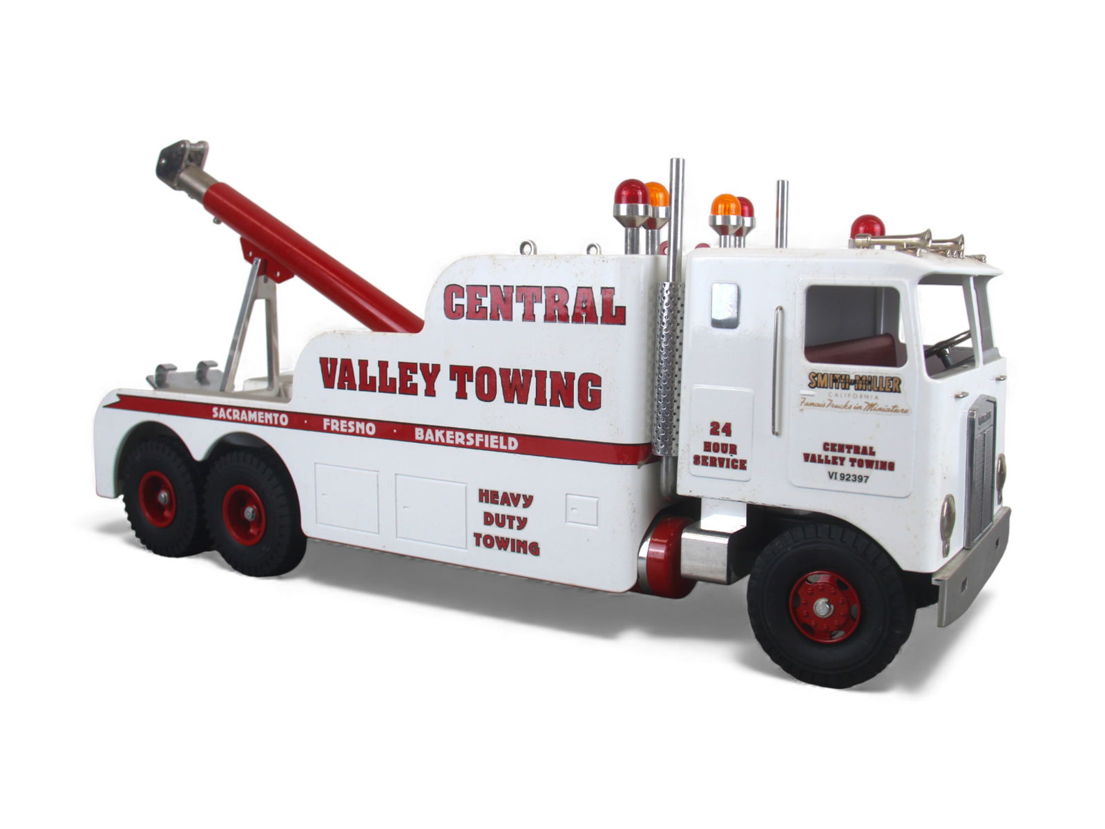 Fred Thompson Smith-Miller Kenworth Wrecker: Beautifully made 10-wheel Heavy wrecker with the COE Kenworth tractor design with Central Valley Towing lettering. It is dusty, but like new. Shipping: Weiss Auctions offers full-service, in-house shi