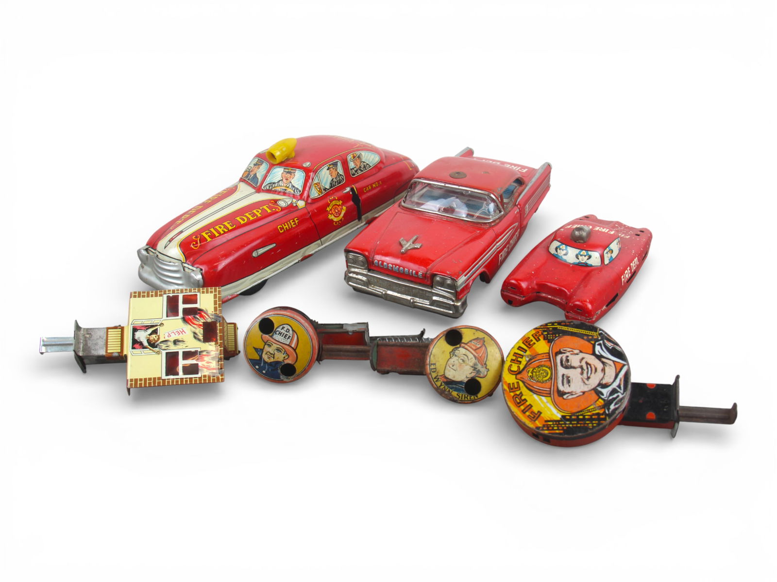 (7) Fire Toy Collectibles including Tin Vehicles (1 of 5)