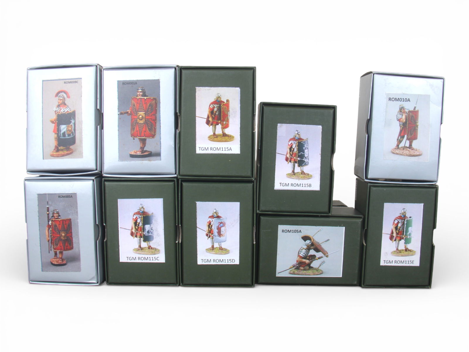 Boxed Gunn Club Miniatures Romans: 14 boxed Gunn Club Miniatures Roman soldiers; various. Shipping: Weiss Auctions offers full-service, in-house shipping for nearly all items in this auction. For a shipping quote, please contact us