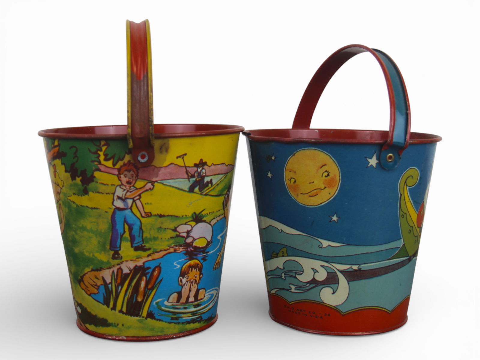 (2) Tin Litho Children's Sand Pails - 2