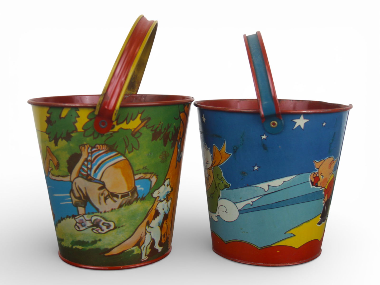 (2) Tin Litho Children's Sand Pails - 4