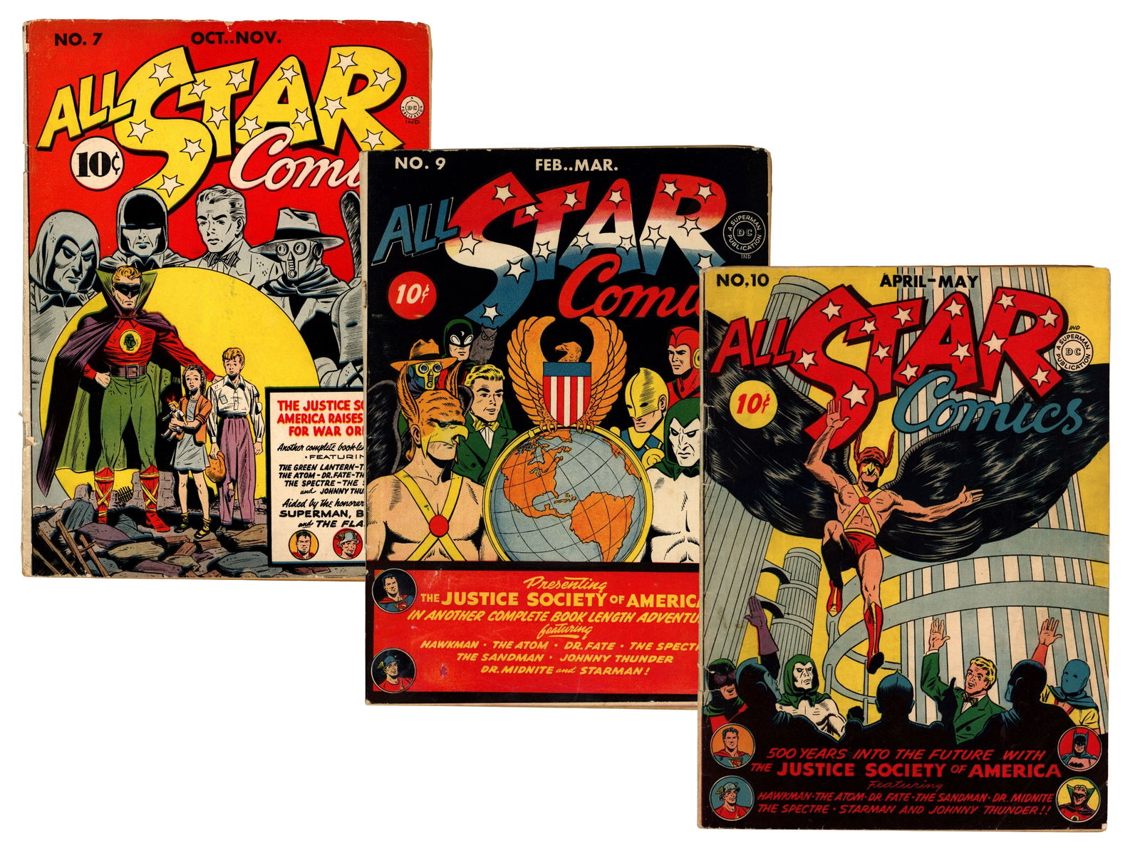 (3) D.C. All Star Comics Issues 7, 9, 10 (1 of 5)