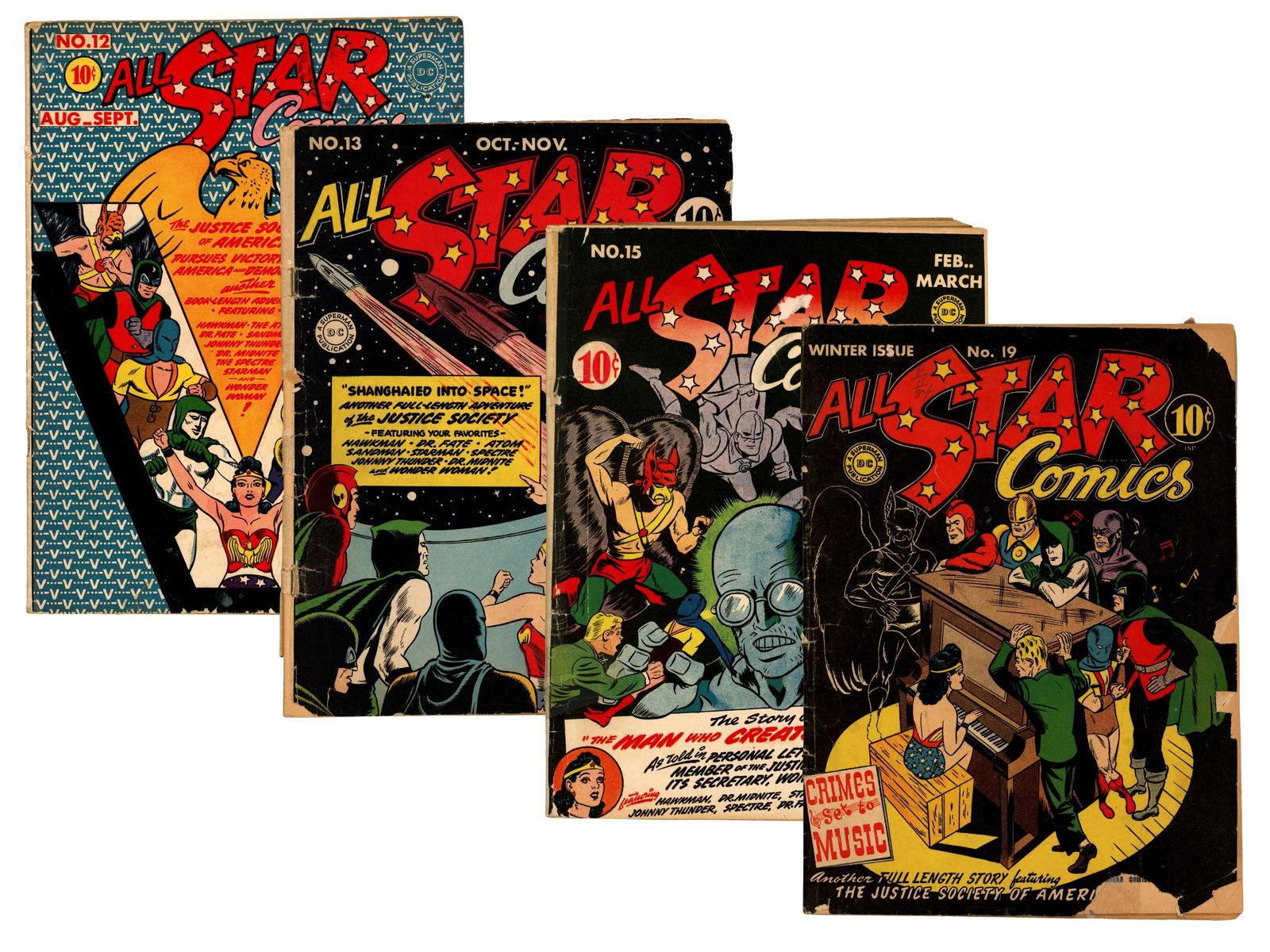 (4) D.C. All Star Comics Issues 12, 13, 15, 19 (1 of 6)