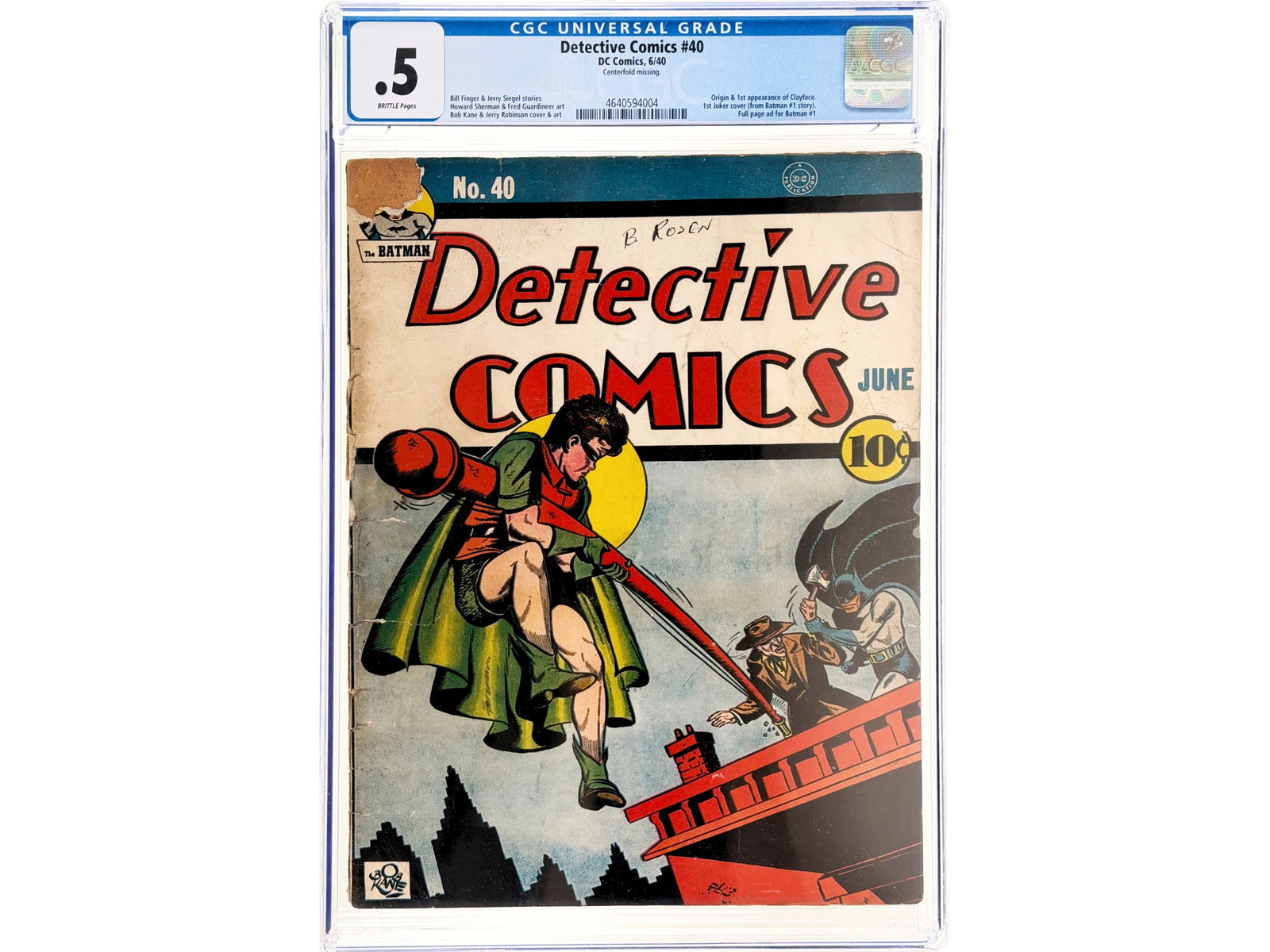 D.C. Detective Comics #40 (1940) CGC 0.5 (1 of 2)