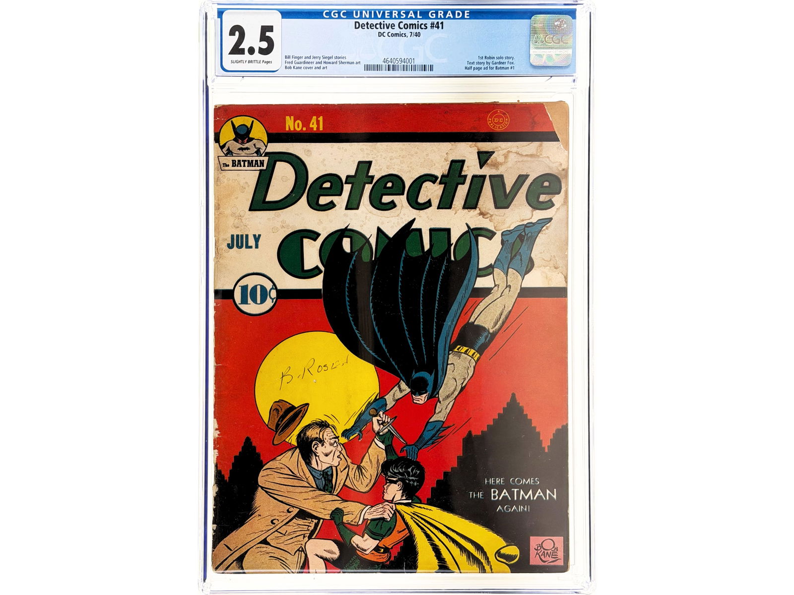 D.C. Detective Comics #41 (1940) CGC 2.5 (1 of 2)