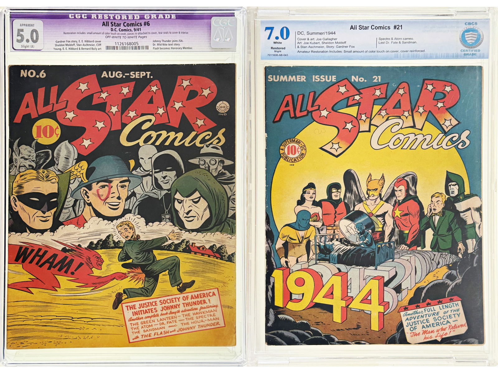 (2) D.C. All Star Comics Issues 6 & 21 - CGC/CBCS (1 of 5)