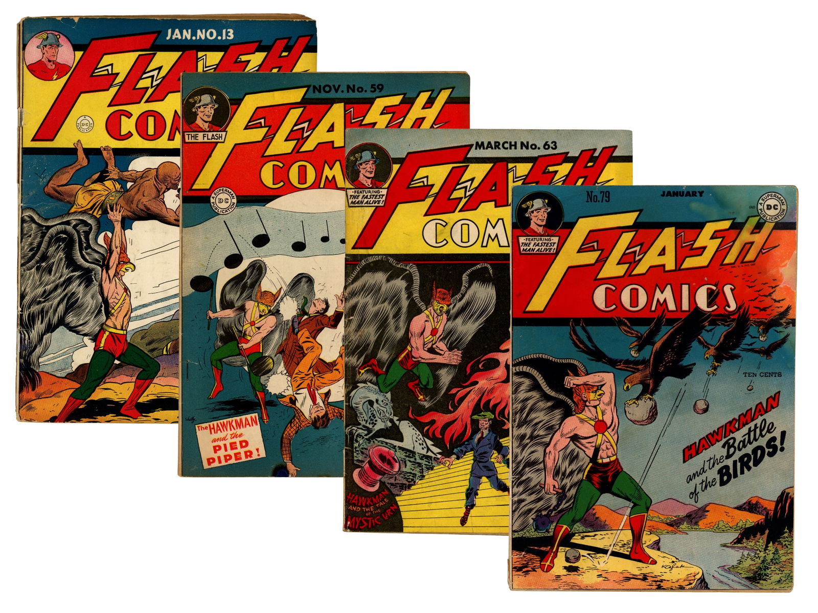 (4) D.C. Flash Comics Issues 13, 59, 63, 79 (1 of 6)