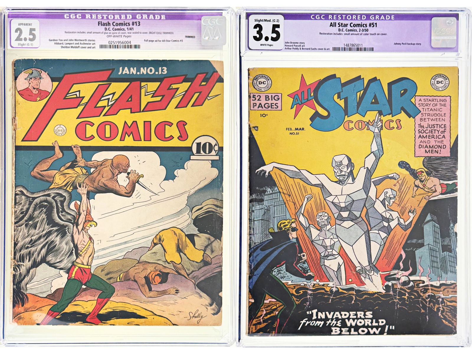 (2) D.C. Flash Comics 13 & All Star Comics 51 CGC (1 of 5)