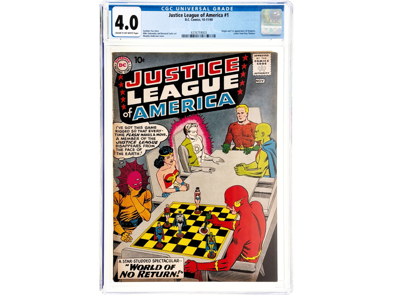 D.C. Justice League of America #1 (1960) CGC 4.0 (1 of 2)