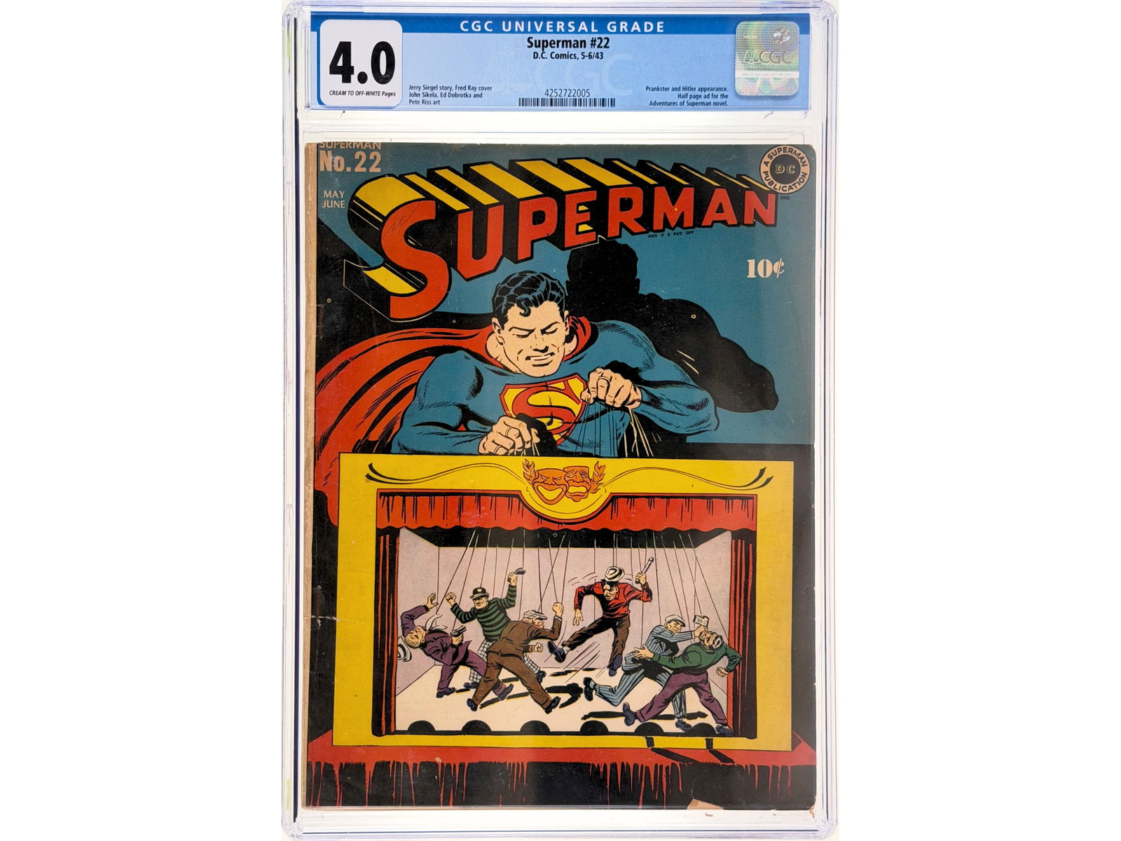 D.C. Superman #22 (1943) CGC 4.0 (1 of 2)