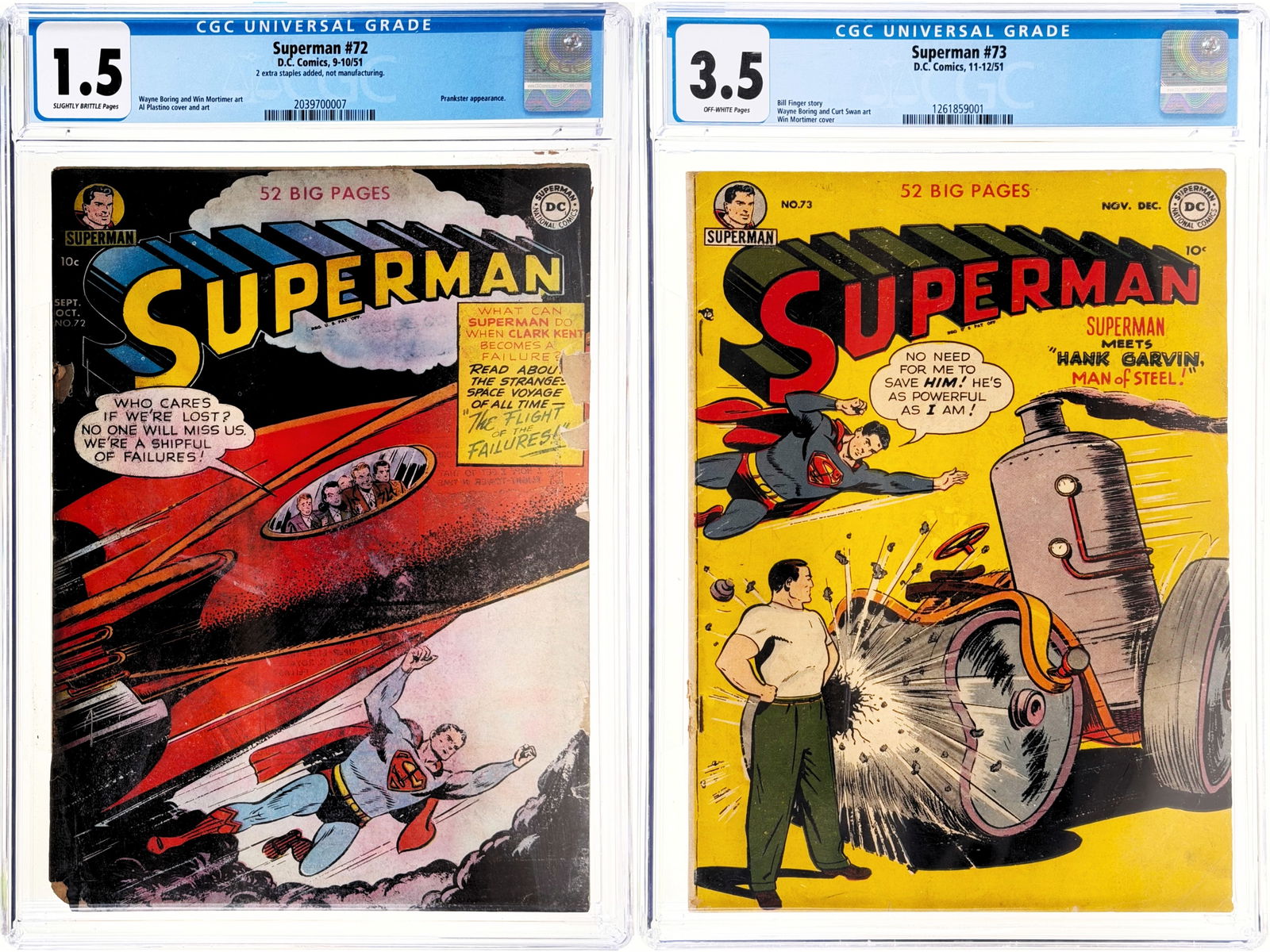 (2) D.C. Superman Issues 72 and 73 - CGC (1 of 3)