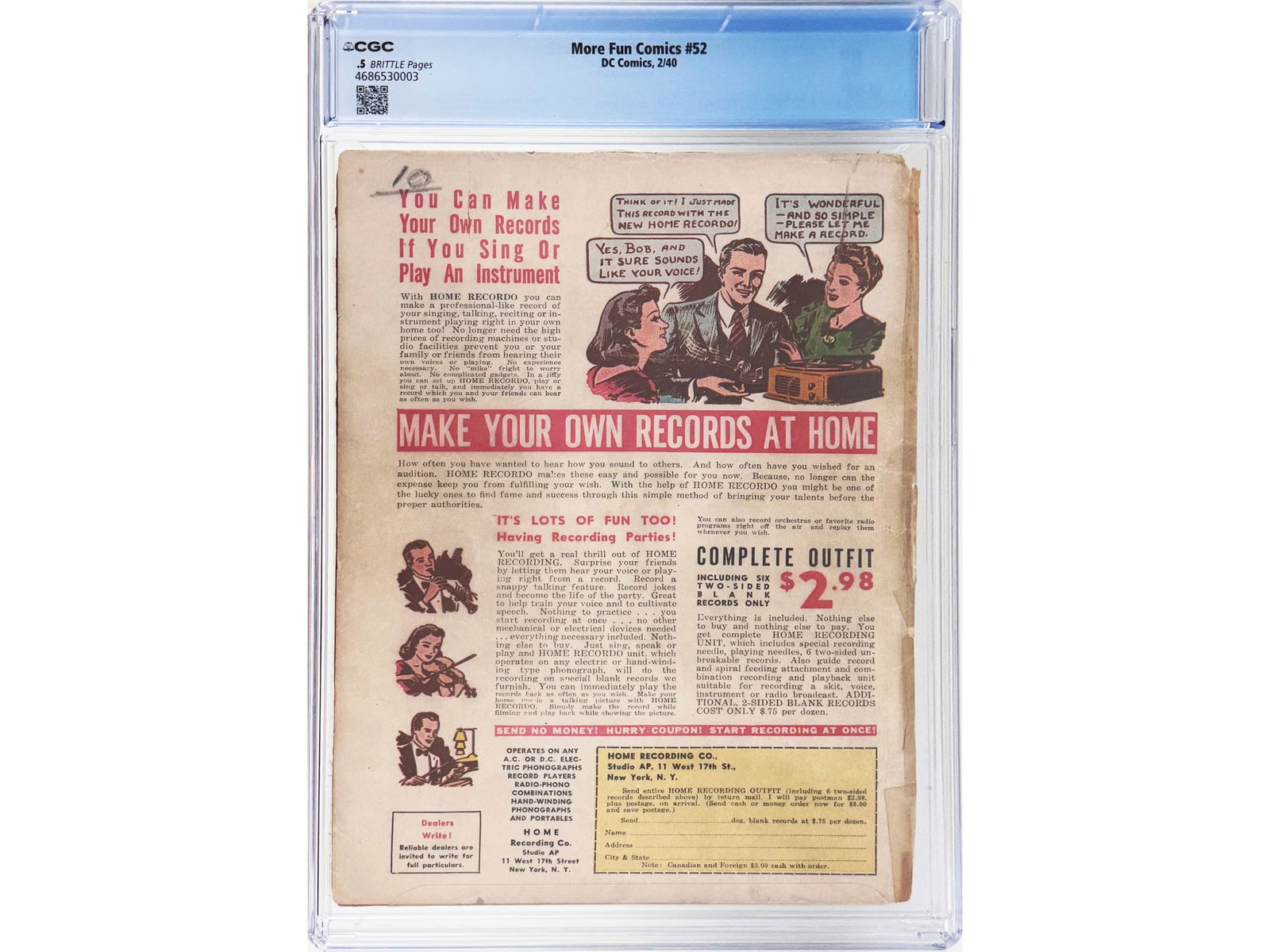 More Fun Comics #52 CGC 0.5 - 2