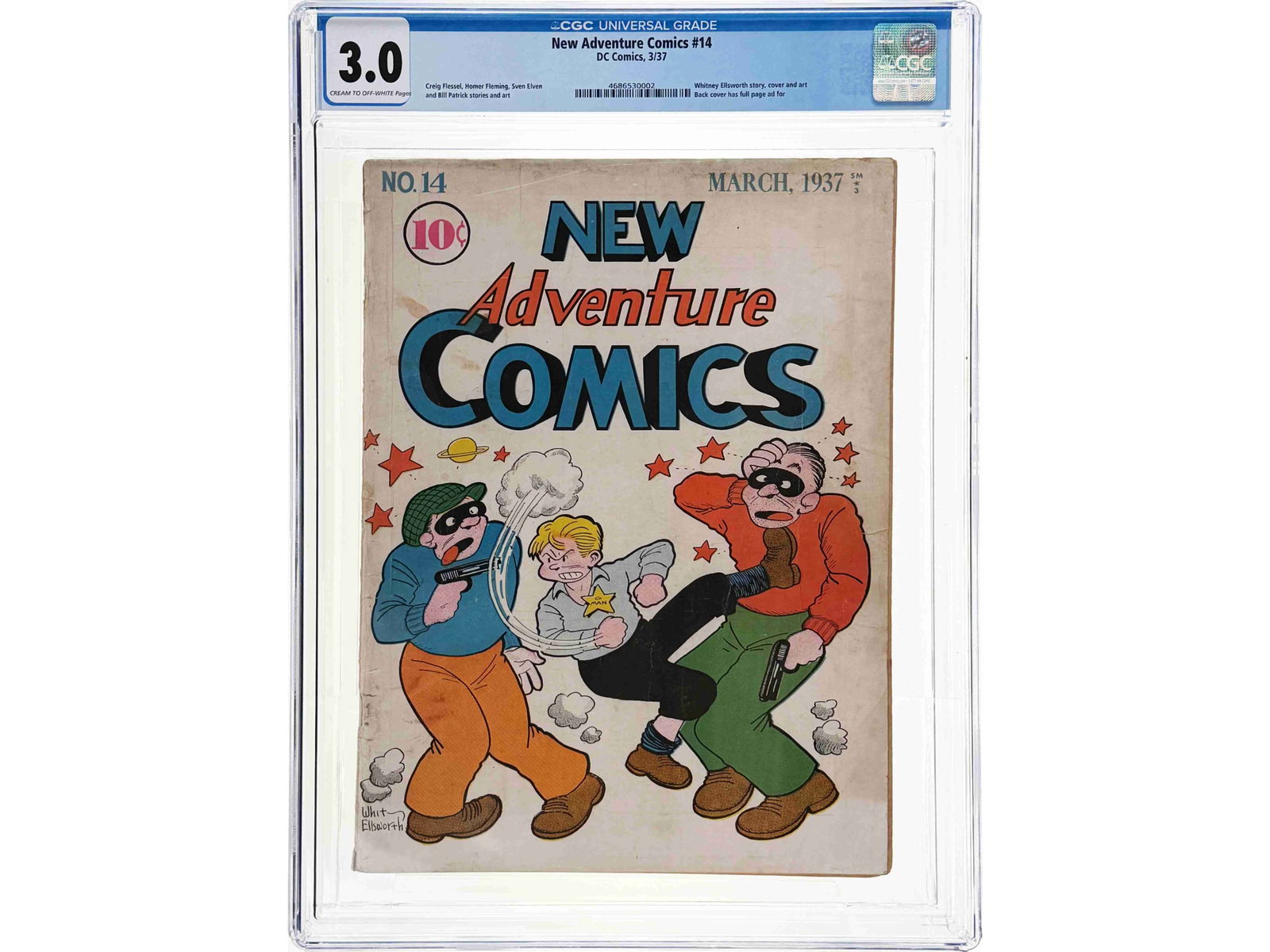 New Adventure Comics #14 CGC 3.0: New Adventure Comics #14 (March 1937), an early DC anthology issue featuring stories and art by Creig Flessel, Homer Fleming, Sven Elven, and Bill Patrick, along with a Jerry Siegel story with art by