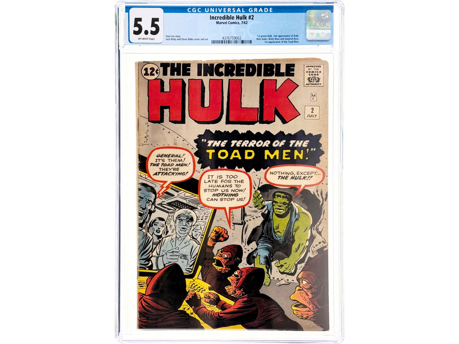 Marvel Incredible Hulk #2 (1962) CGC 5.5 (1 of 2)