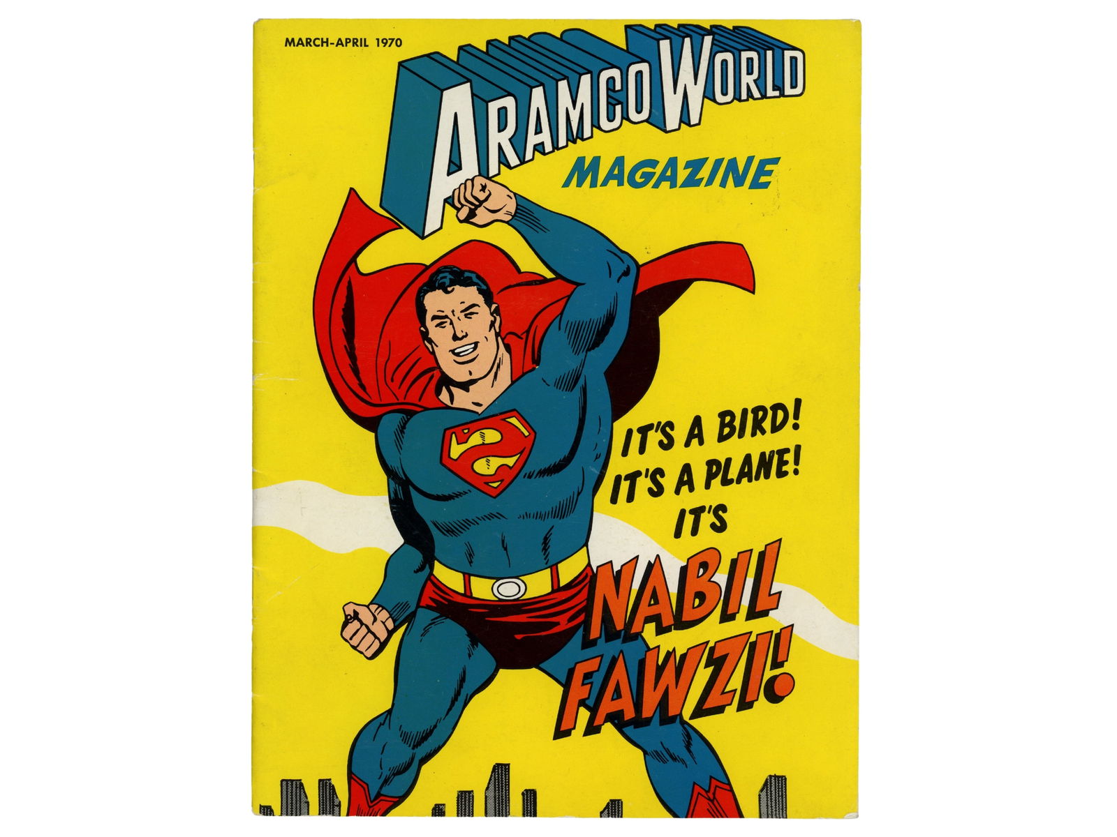 Aramco World Magazine Arabic Superman 1970: Aramco World, Vol. 21 No. 2, March-April 1970. The Arabic Superman issue of the Aramco World Magazine, with a lovely illustration of Superman on the front and Batman and Robin on the back. An