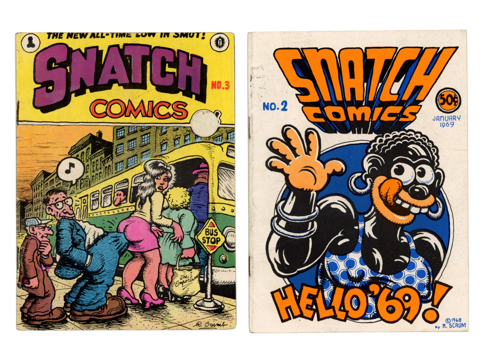 Assorted Underground Comics - Various Titles: Approx. 28 issues. Includes Snatch Comics #1 (4th or 5th printing), #2 (2nd printing), #3 (2nd printing, cover price covered by sticker), Jiz Comics #1, Zam-Zap Jam #1, Mu - The Land That Never Was