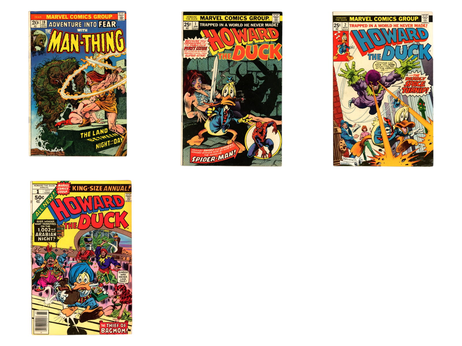 Marvel Howard the Duck 1st Appearance & Bronze Run: Approx. 21 issues. Includes Adventure into Fear #19 (first appearance of Howard the Duck) and Howard the Duck #1-14, 17, 21-23, 25, and King Size Annual #1.Mixed condition throughout with several