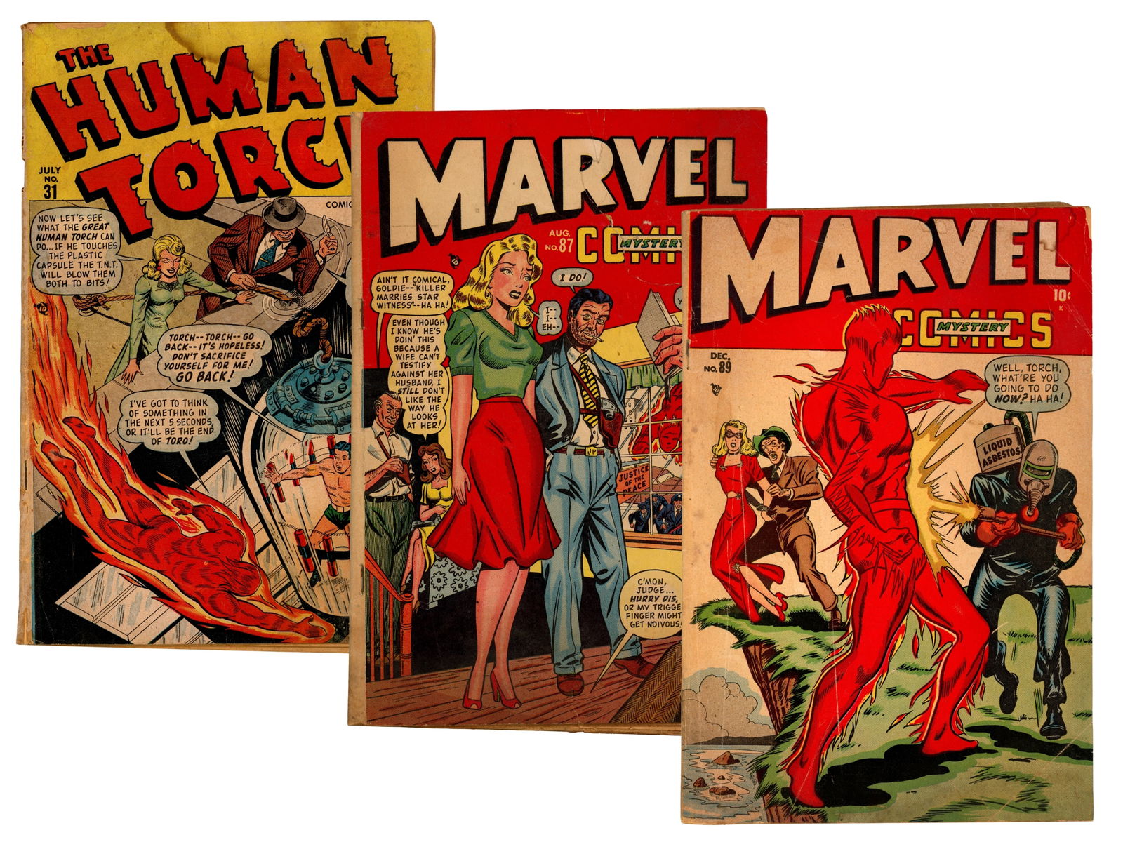 Timely Comics (3) Issues - Human Torch & Marvel Mystery (1 of 5)