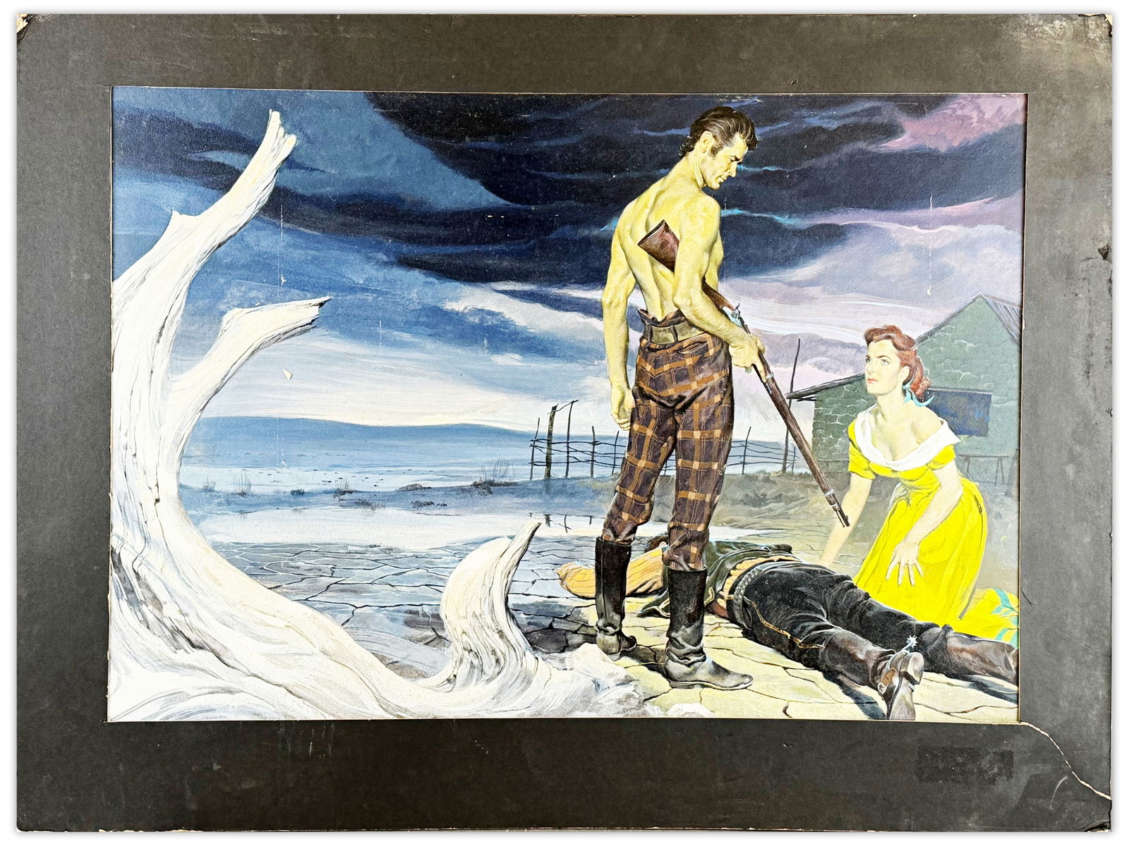 Ken Riley. Original Illustration. Esquire Magazine: March 1950 issue titled "Anniversary at Agua Fria". 17" x 25". Acrylic on Board.Shipping: Weiss Auctions offers full-service, in-house shipping for nearly all items in this auction. For a shipping