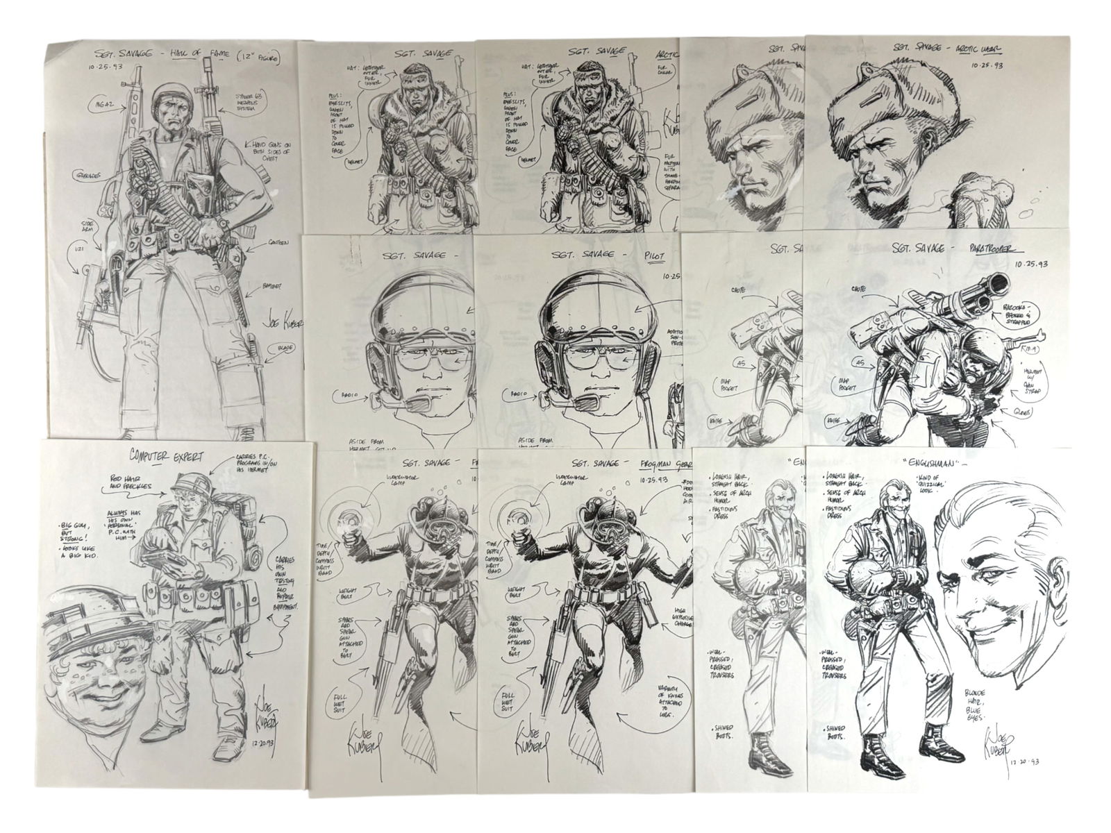 Joe Kubert GI Joe Sgt Savage Concept Art Grouping (1 of 2)