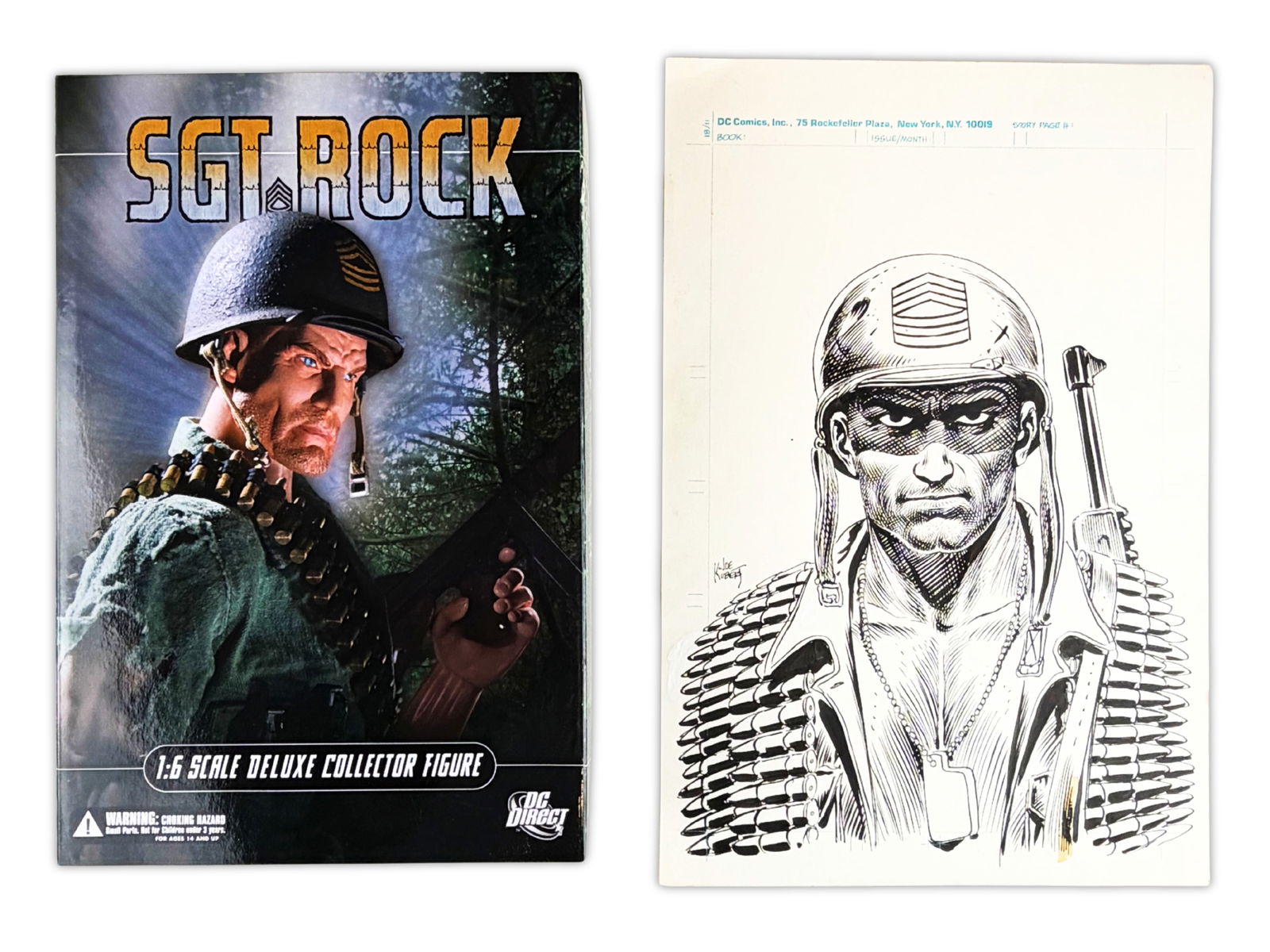 Joe Kubert, Sgt. Rock Concept Drawing & MIB Figure (1 of 4)