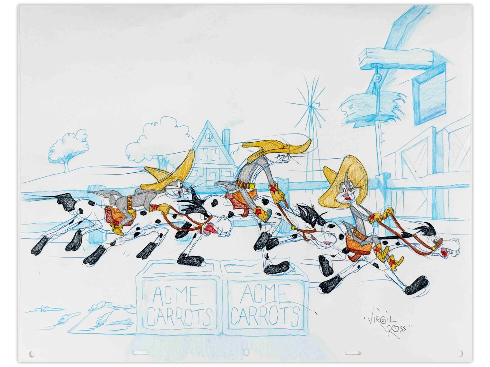 Virgil Ross Signed Bugs Bunny Drawing (1 of 1)