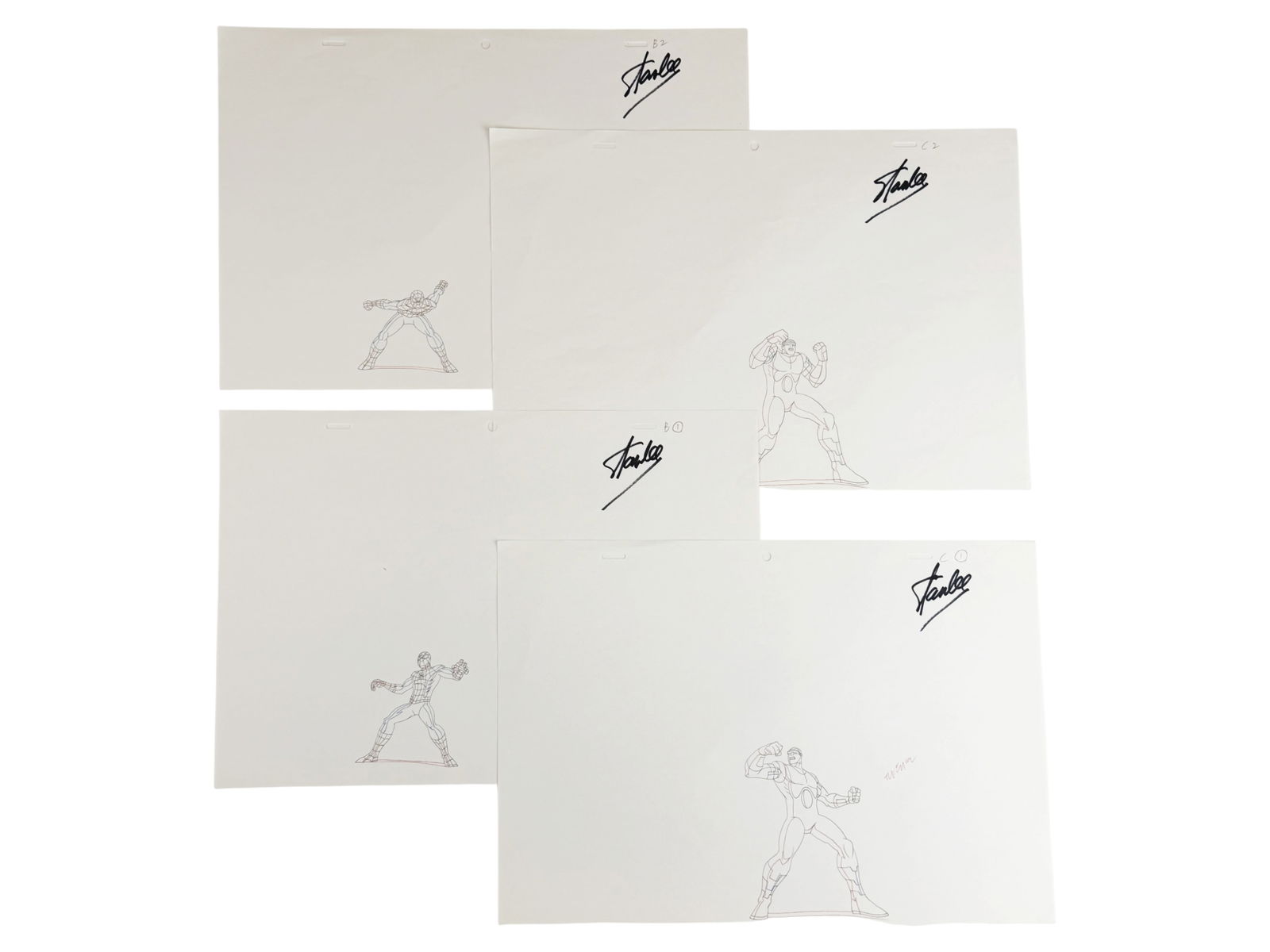 (4) Animation Drawings Signed Stan Lee (1 of 6)