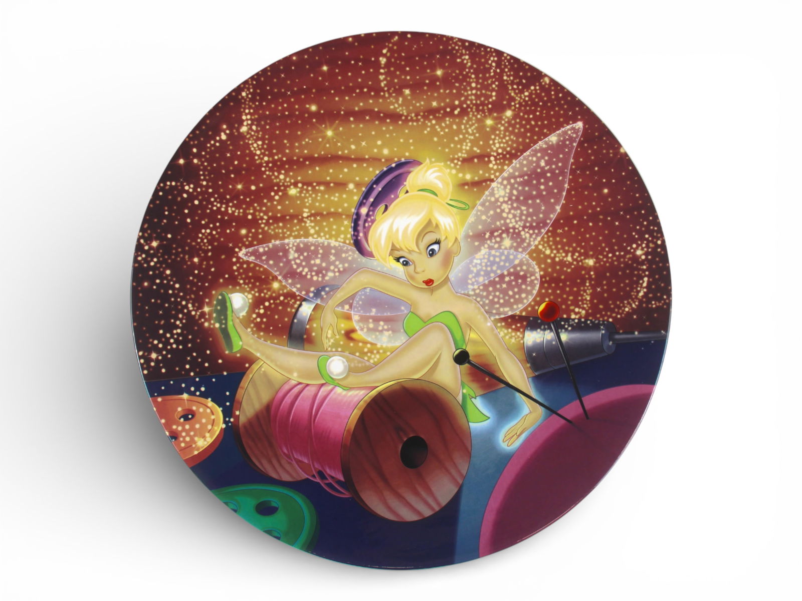 Foundry Limited Edition Tinker Bell Charger: Limited edition Tinker Bell charger plate by artist David Willardson. Numbered 139 of 250. Hand signed by the artist on verso. Manufactured by The Foundry. Charger is approx. 17" diameter, and comes