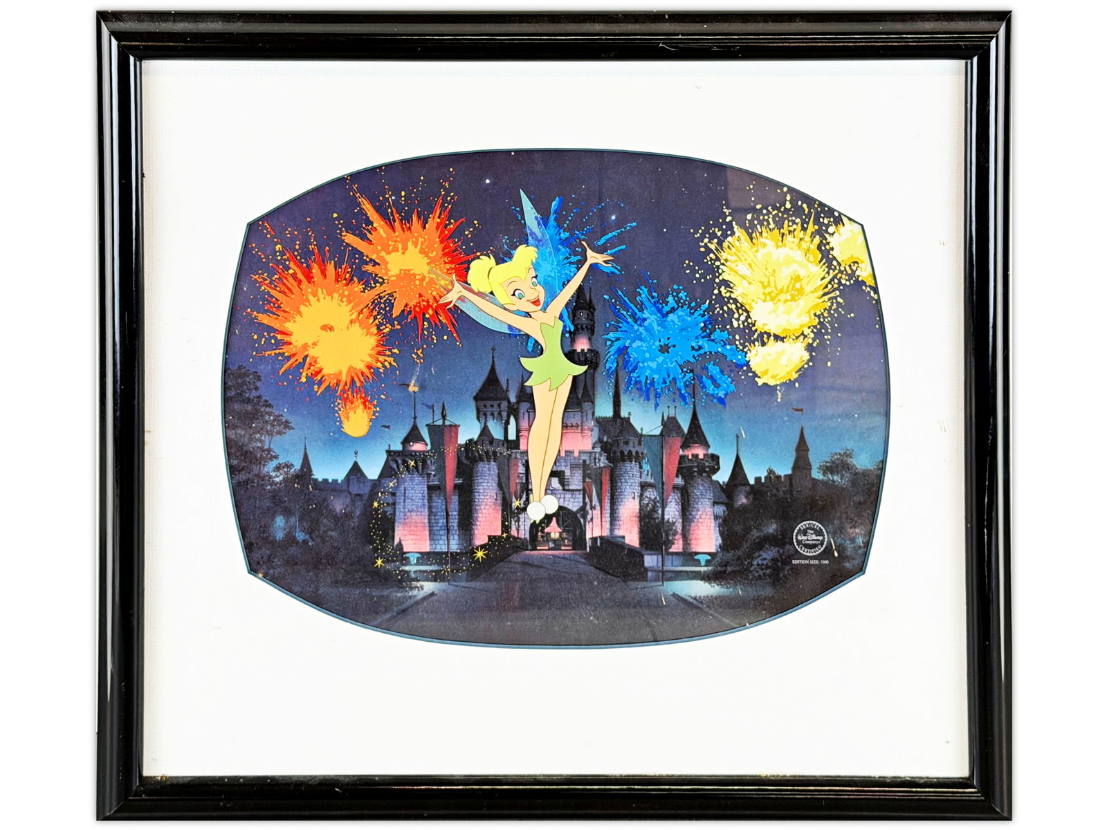Disney Limited Edition Tinker Bell Sericel: Disney, 1997. Limited edition Sericel depicting Tinker Bell, titled "It's a Wonderful World". This image recreates the famous introduction to the classic Sunday night television series. Un-numbered