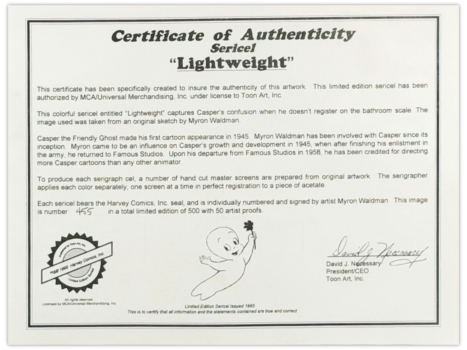 Casper the Friendly Ghost Ltd Edition Sericel - 2