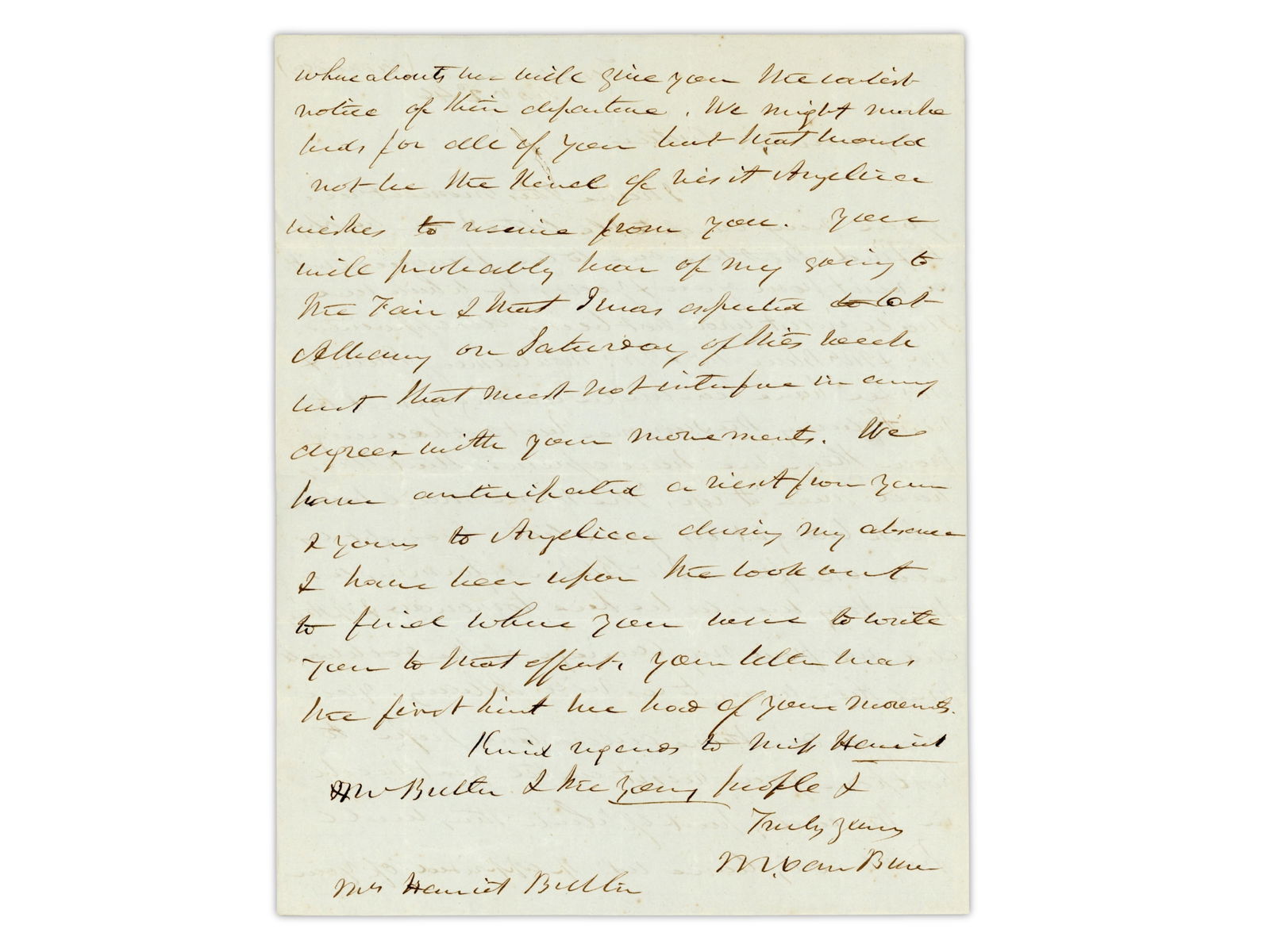 Martin Van Buren Free Frank Letter: Autograph letter signed by Martin Van Buren, written at Kinderhook, New York, September 1846, and sent on a free frank. At the time, Van Buren was a former President of the United States. The letter