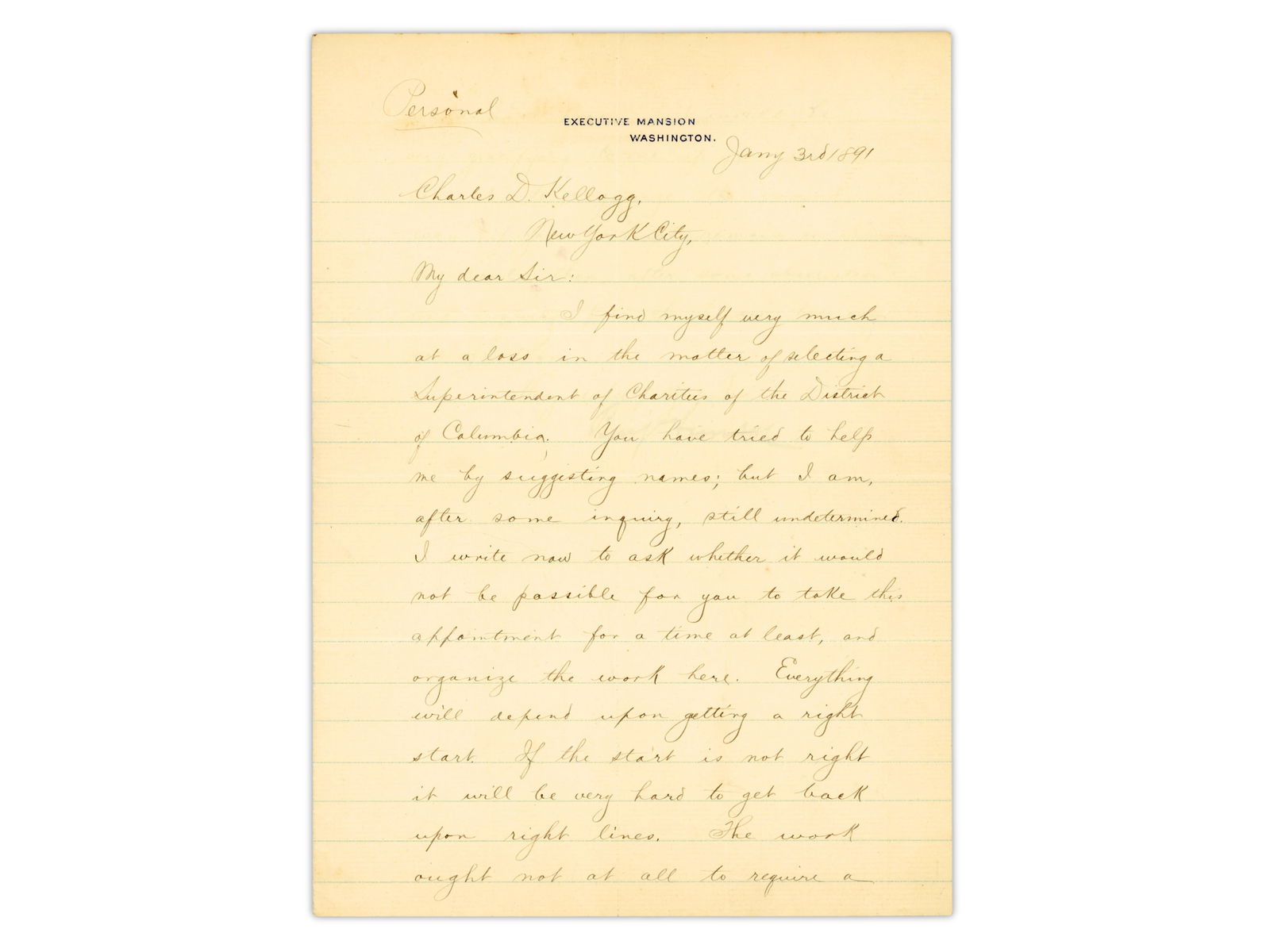 Benjamin Harrison Signed Letter, 1891 - 2